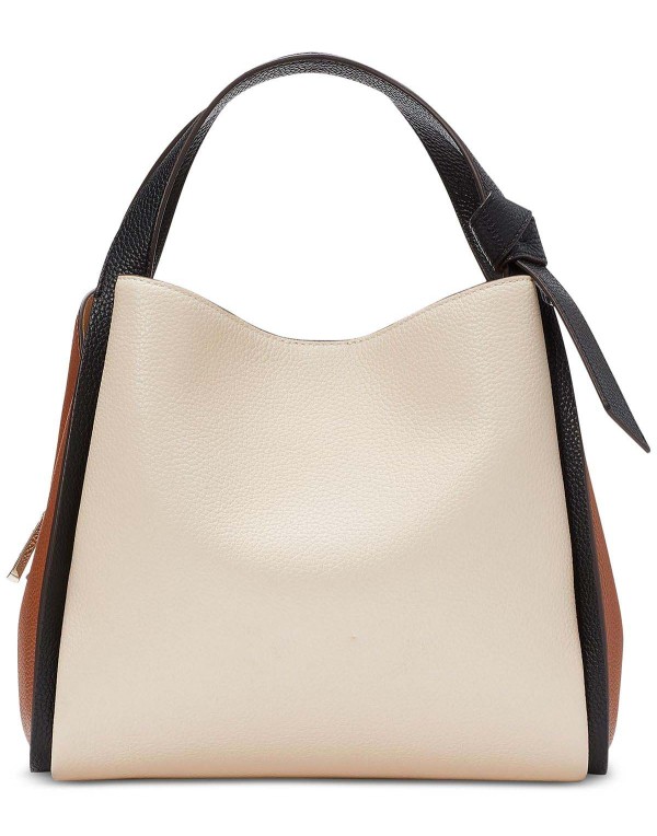 Colorblocked Leather Medium Crossbody Tote