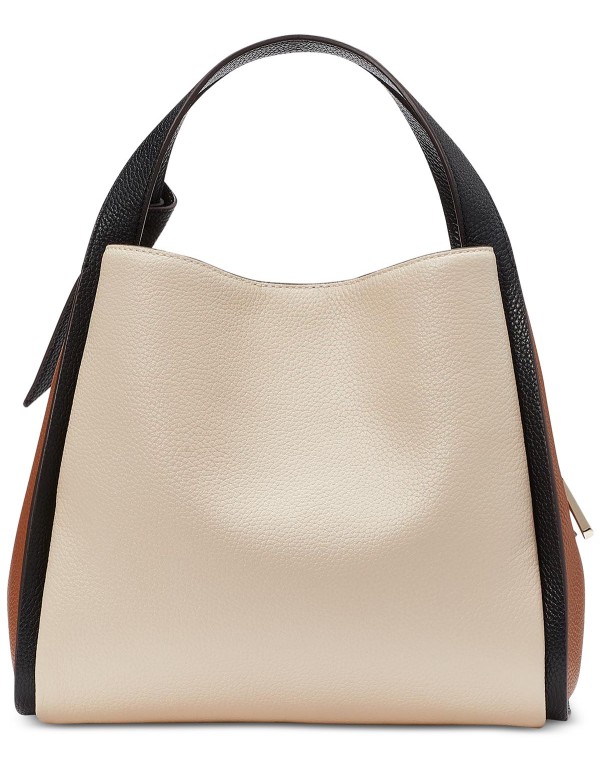 Colorblocked Leather Medium Crossbody Tote