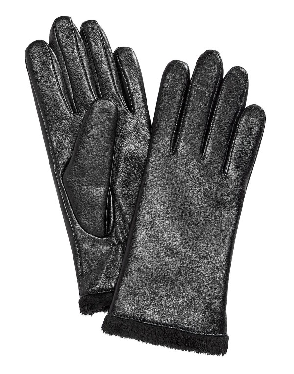 Micro Faux Fur Lined Leather Tech Gloves