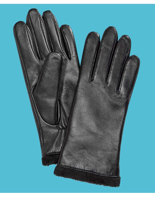 Micro Faux Fur Lined Leather Tech Gloves