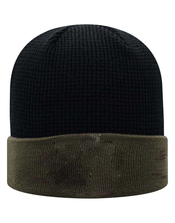 Men's Olive and Black Skully Cuffed Knit Hat