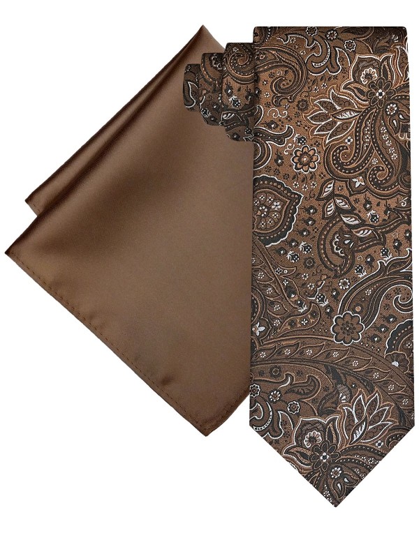 Men's Extra Long Shaded Tie & Solid Pocket Square ...