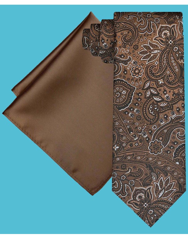 Men's Extra Long Shaded Tie & Solid Pocket Square Set