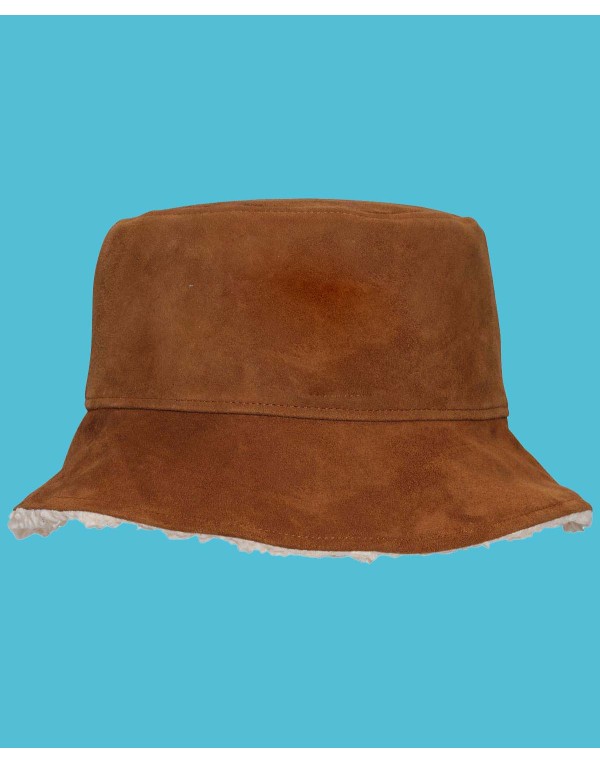 Suede Bucket with Faux Hat