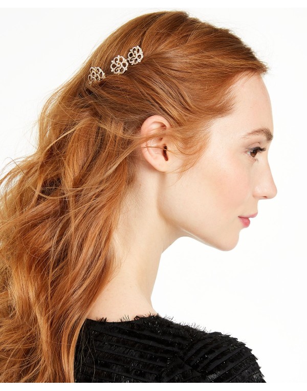 Gold-Tone 3-Pc. Set Pavé Hair Pins