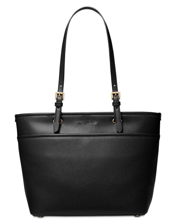 Medium Leather Top Zip Pocket Tote