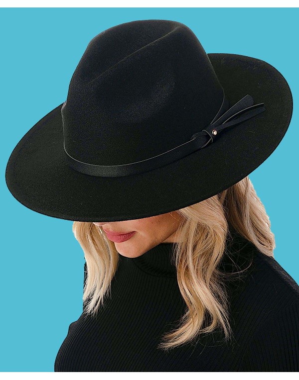 Women's Wool Blend Felt Hat with Vegan Leather Band