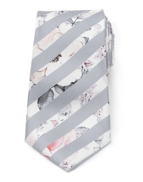 Men's Painted Floral Stripe Tie