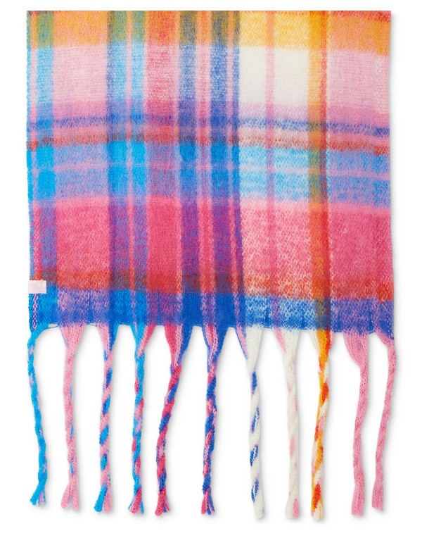 Women's Multicolored Plaid Fringe-Trim Scarf